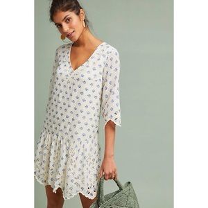 ✨ Anthropologie Blue Floral Eyelet Tunic Dress XS